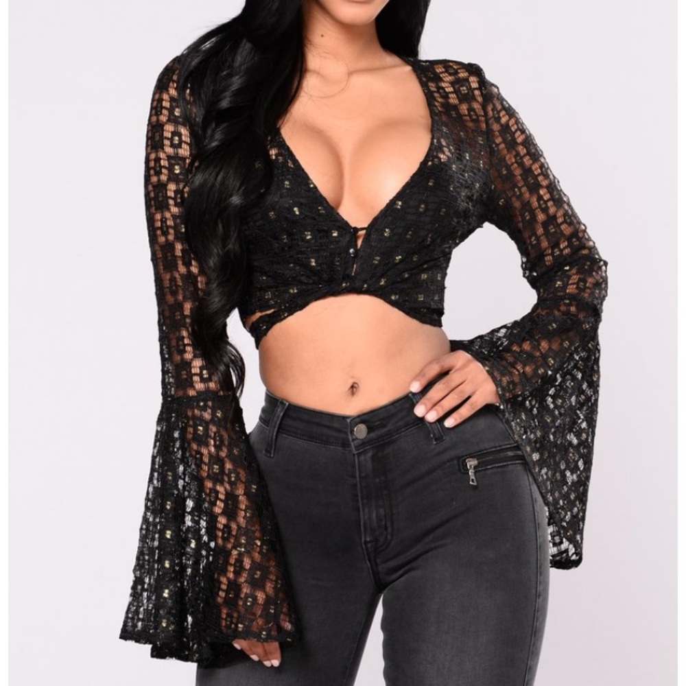 Black top with gold accents size M